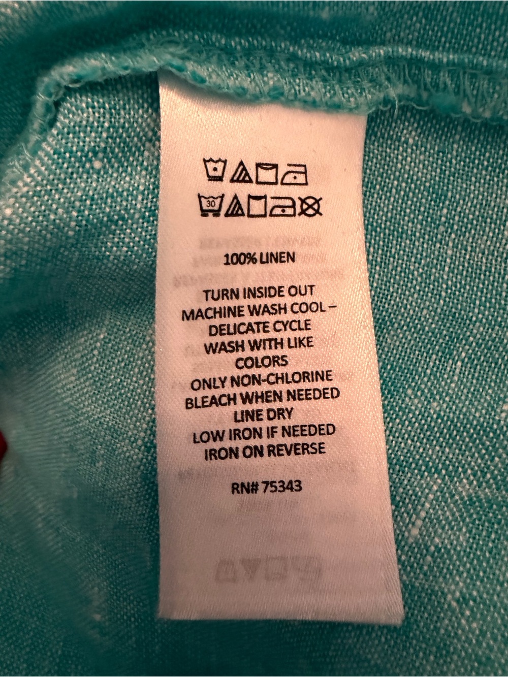 Isaac Mizrahi Turquoise Linen Blend V-Neck Tie Sleeve Blouse - Picture 4 of 8